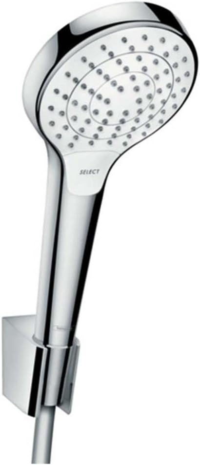 hansgrohe Croma Select S Duschkopf inkl. Duschkopfhalter, 3 Strahlarten, Weiss/Chrom Set mit Brauses