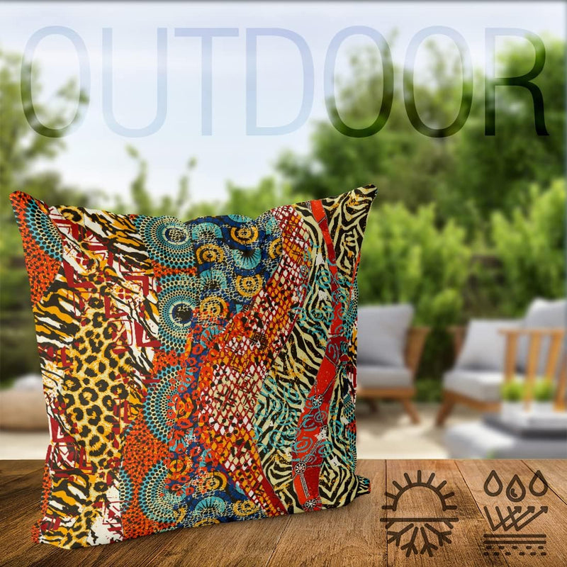 VOID Afrika Leoprint Ethnomuster Kissenbezug Kissenhülle Sofakissen Kissen Deko Outdoor-Kissen Dekok