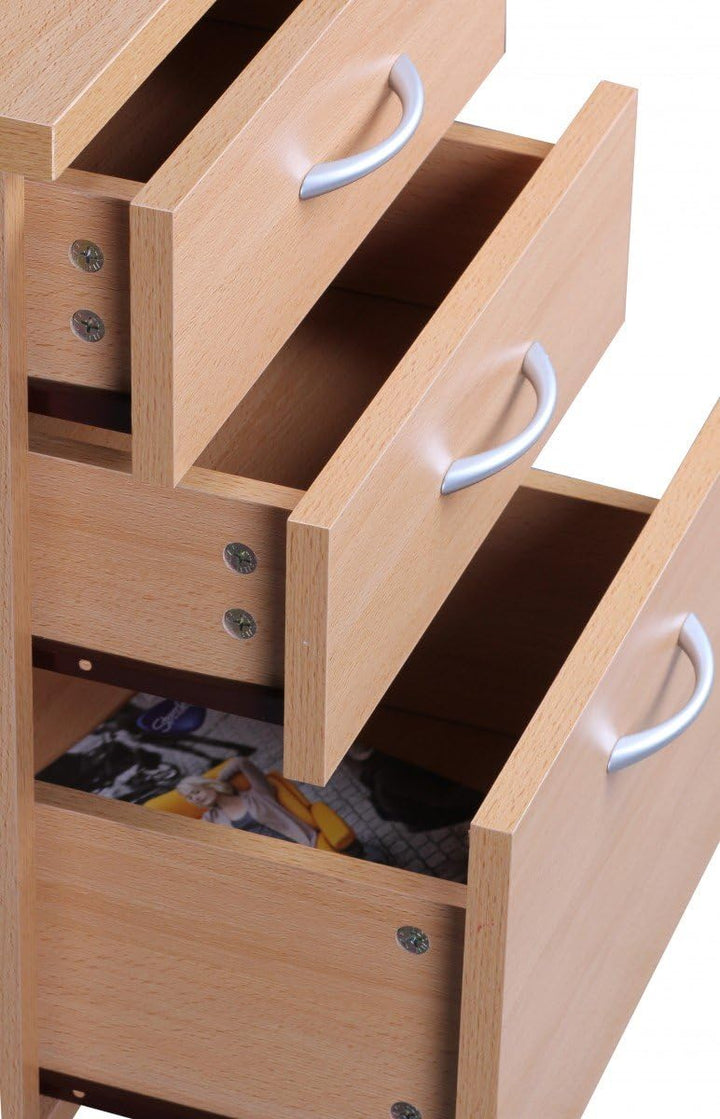 Rollcontainer Ottawa 40 x 60 x 45 cm Unterschrank mit Rollen Buche | Rollwagen mit Schubladen | Roll