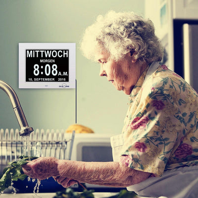 8" Digital Wecker,Digitaler Kalender Tag Uhr Für Demenz sehschwachen Gelesen Werden,Kinder, Senioren