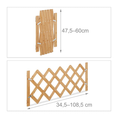 Relaxdays Hundeabsperrgitter, ausziehbar bis 108,5 cm, 47,5-60 cm hoch, Bambus, Hunde Schutzgitter T