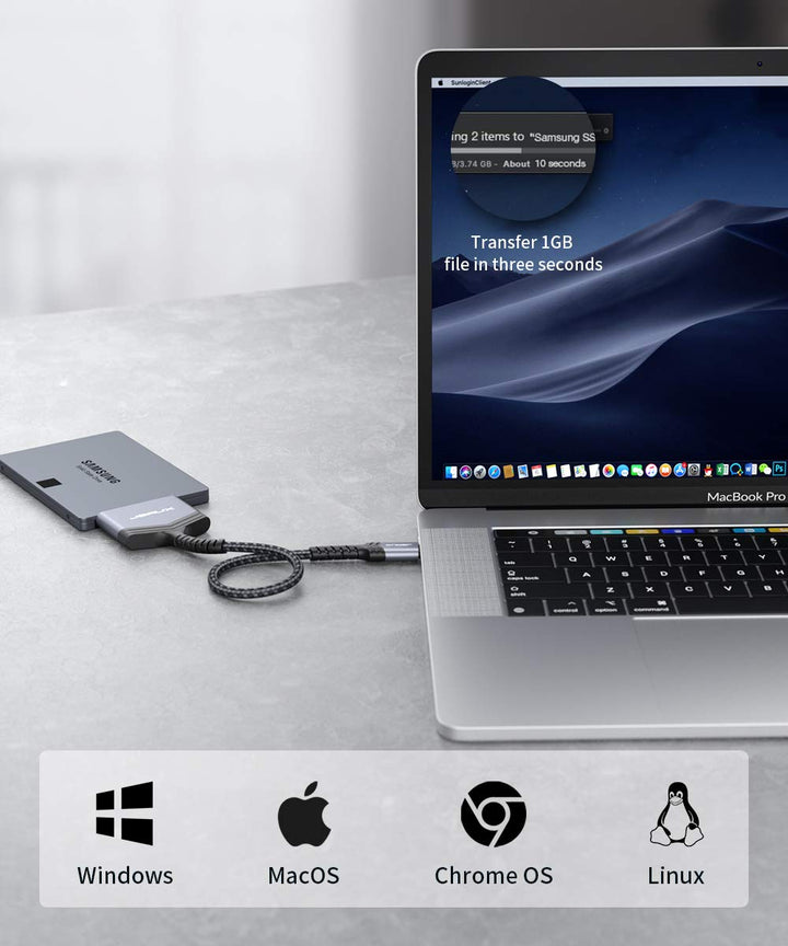 JSAUX SATA auf USB C Kabel, USB C 3.1 zu 2.5" SATA III Festplatten Adapter Typ C für 2,5 Zoll SSD un