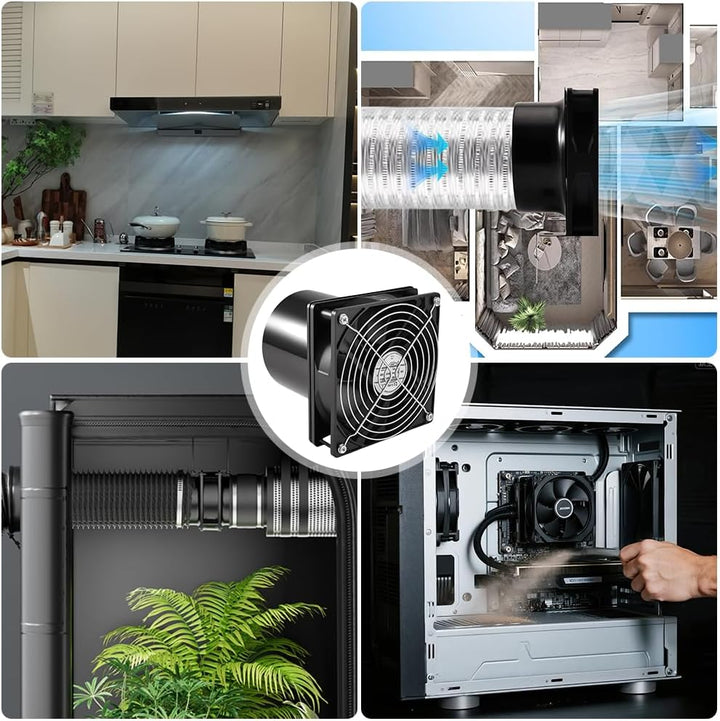 Rohrventilator 100mm, Abluftventilator Rohrlüfter DC 12V mit Geschwindigkeitsregler, Rohrventilator