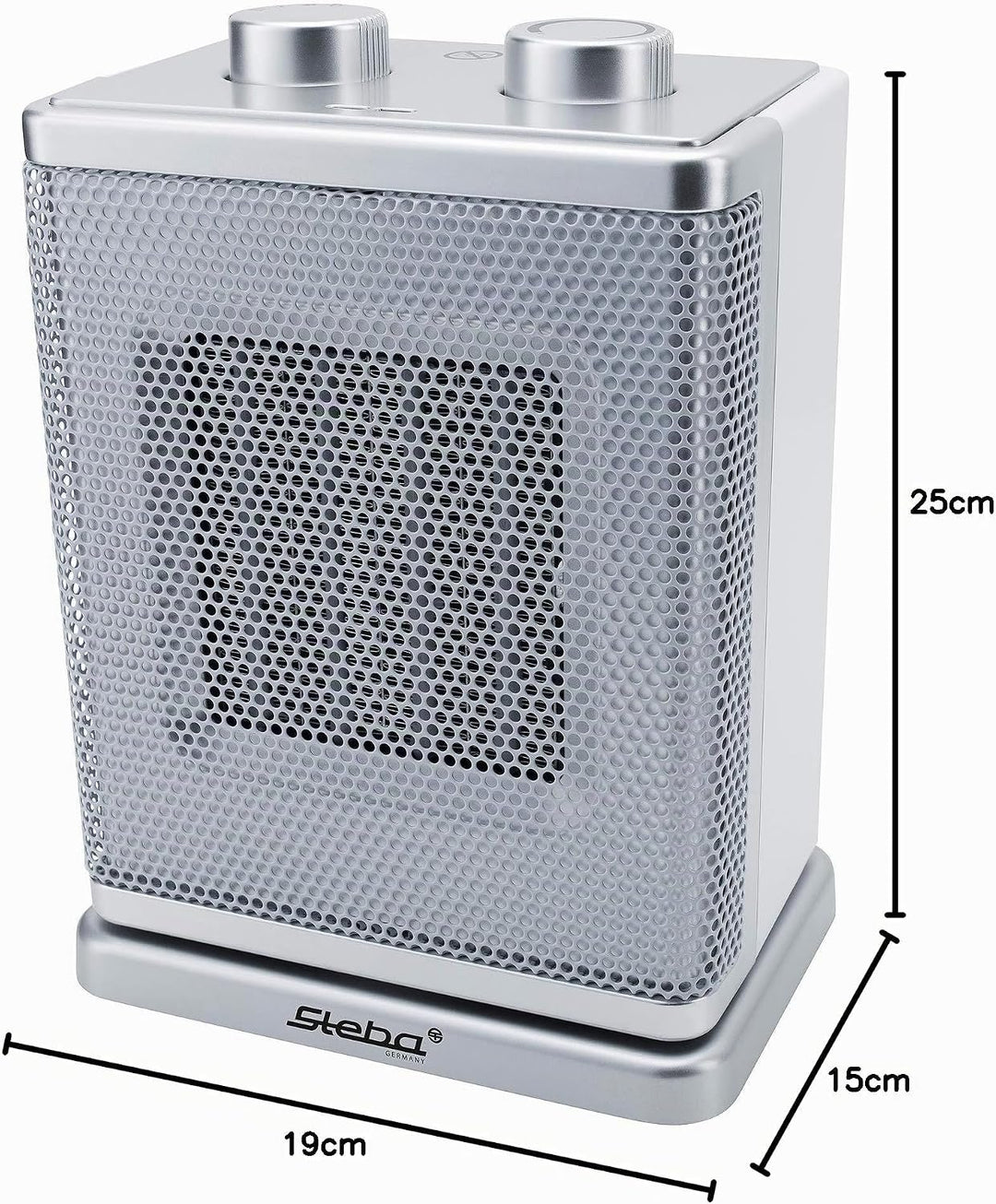 Steba Germany KH 4 | Keramik-Heizluefter | 30m² | Weiss-Silber |1800 W | Heizlüfter | Heizelemente a