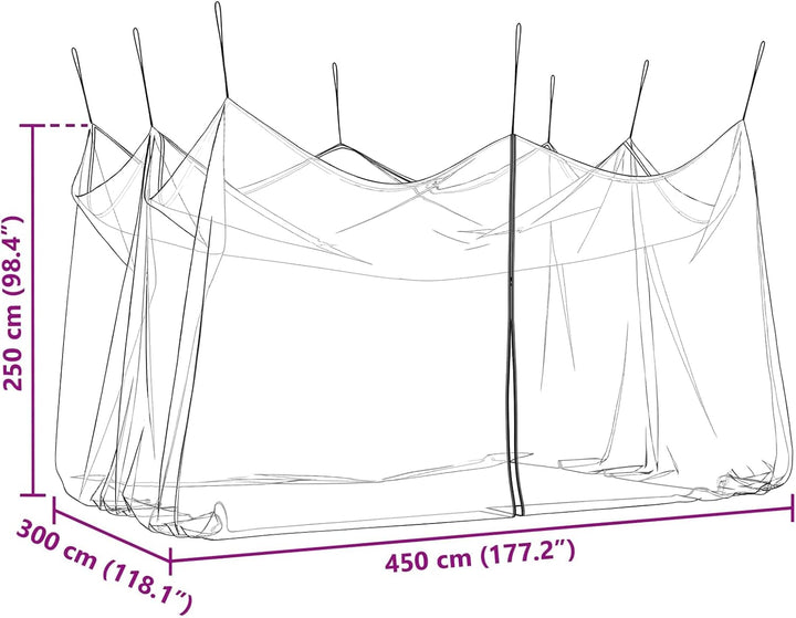 Garten Mücken Netz aus Polyester, 156 Mesh Schwarz, 3 x 4,5 x 2,5 m, mit Reissverschluss für Terrass