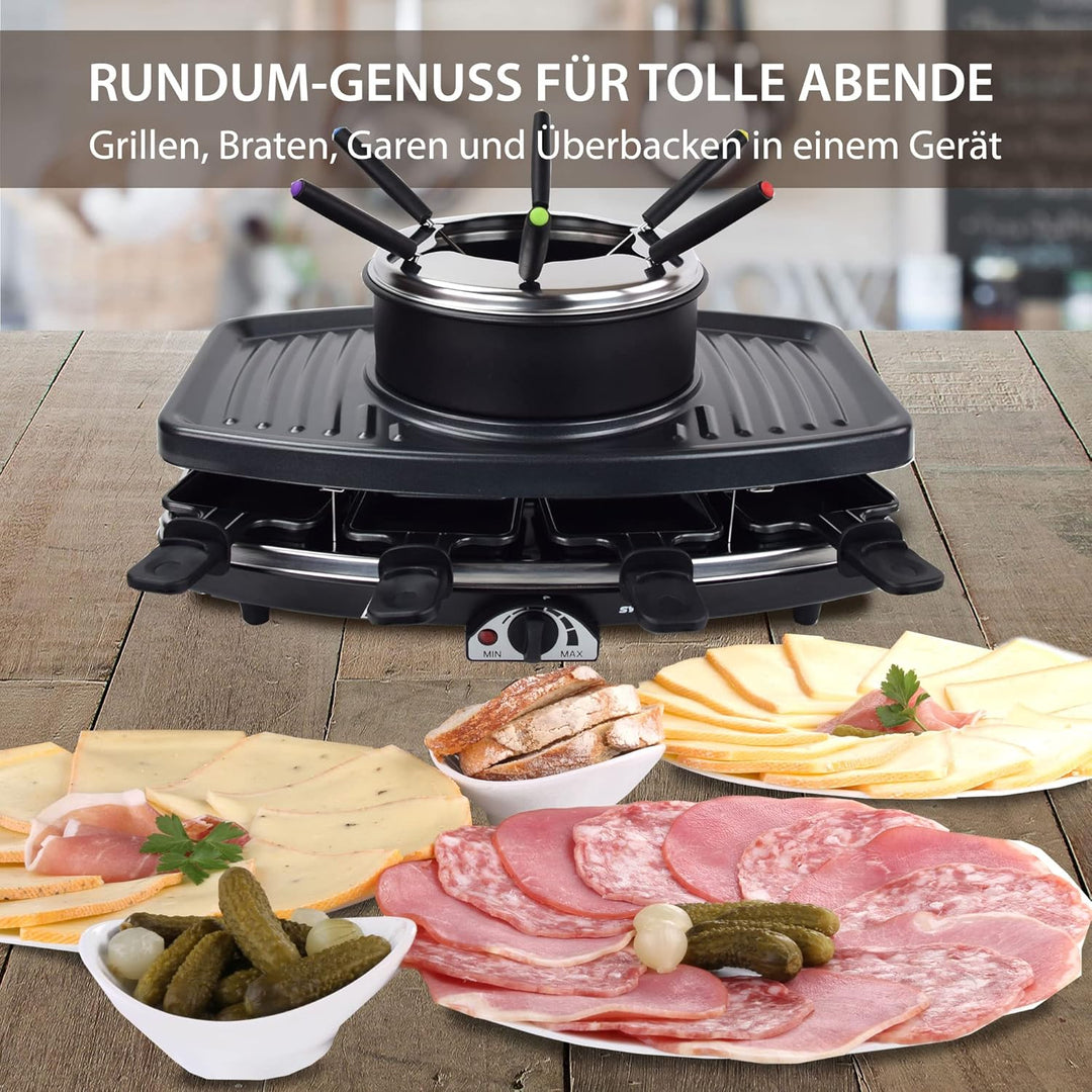 Syntrox Germany Freiburg 3 in 1 Raclette-Grill-Fondue-für 8 Personen
