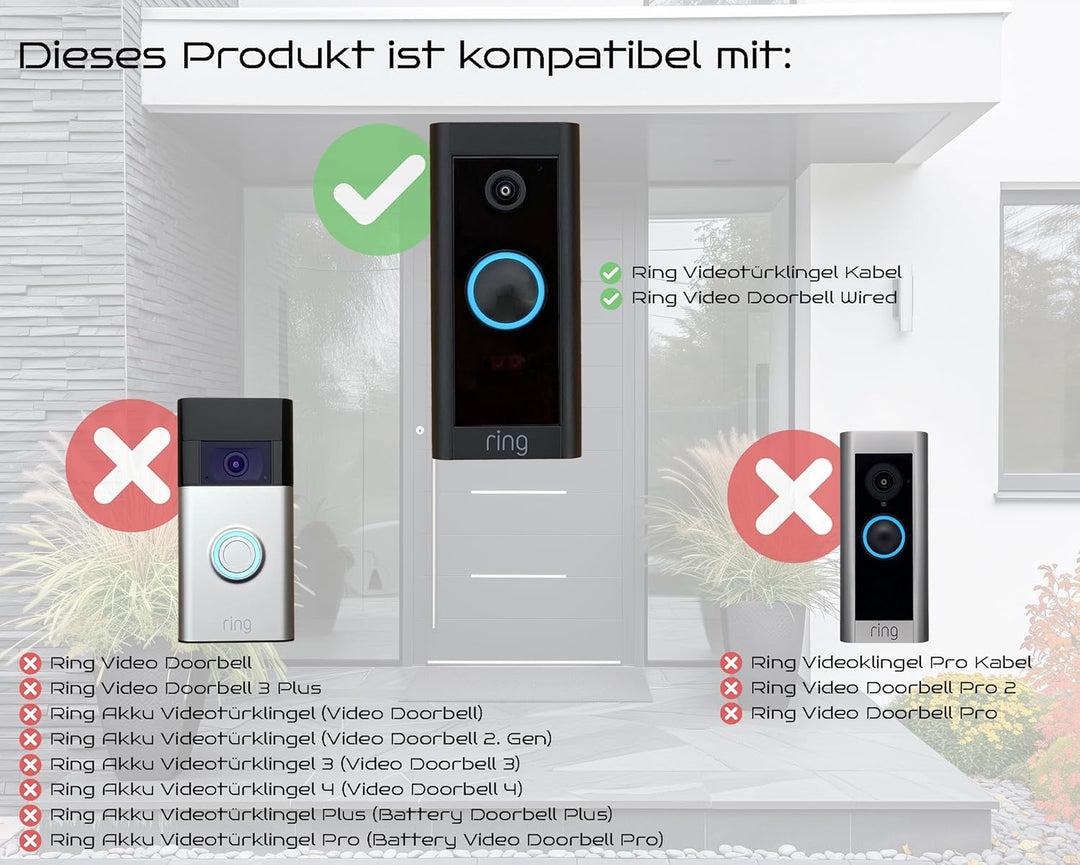 Baron Design | Edelstahl Blende | Zubehör für Ring Video-Türklingel Kabel/Video Doorbell Wired | Hal