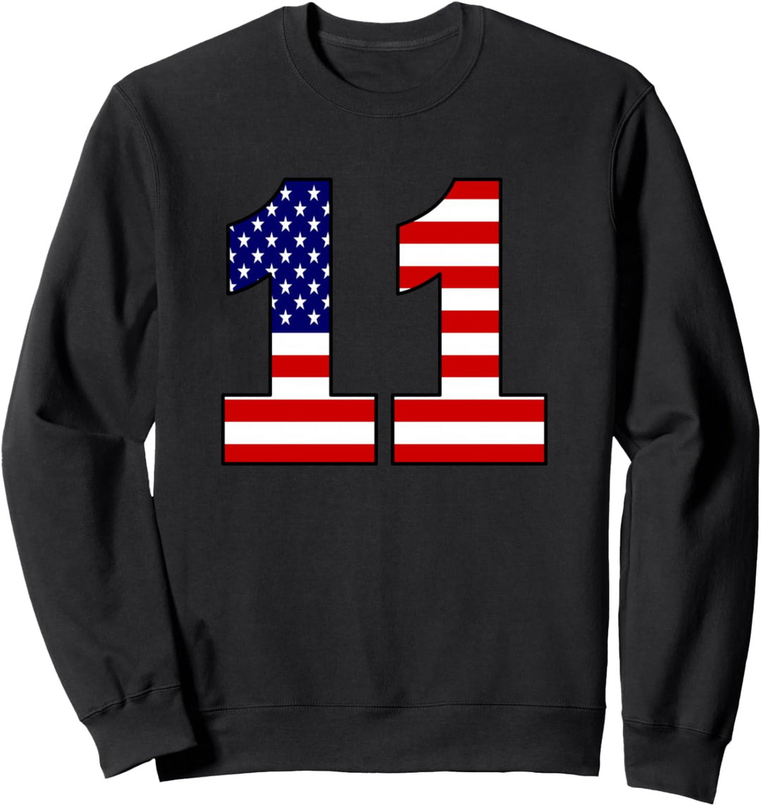 Sportnummer #11 (elf) mit USA-Flagge Sweatshirt