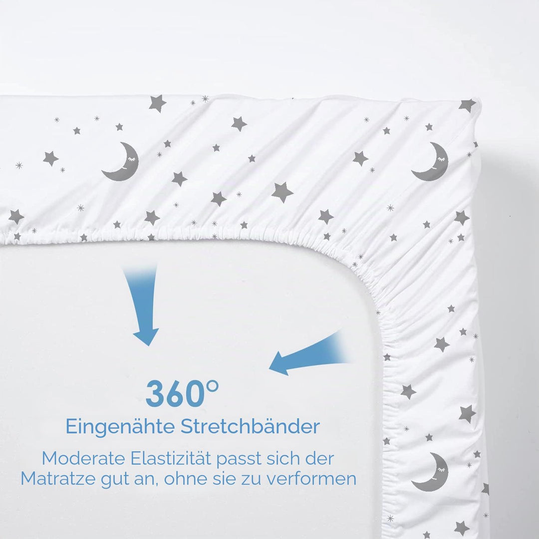 Beberoad 2er Pack Stubenwagen Bezug 81x46x15cm, Baby Matratzenschoner Spannbettlaken, Kinderwagen Ma