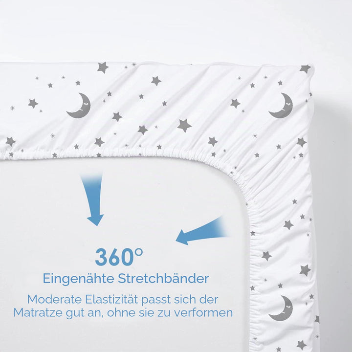 Beberoad 2er Pack Stubenwagen Bezug 81x46x15cm, Baby Matratzenschoner Spannbettlaken, Kinderwagen Ma