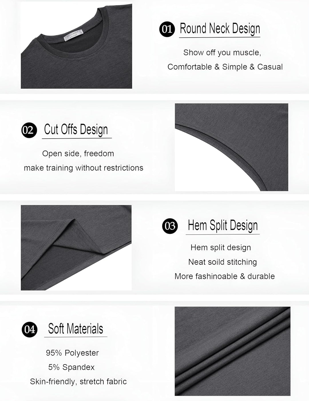 COOFANDY Tank Top Herren Gym Bodybuilding Shirts Ärmellose Muskelshirts Männer M Dunkelgrau(1 Stück)