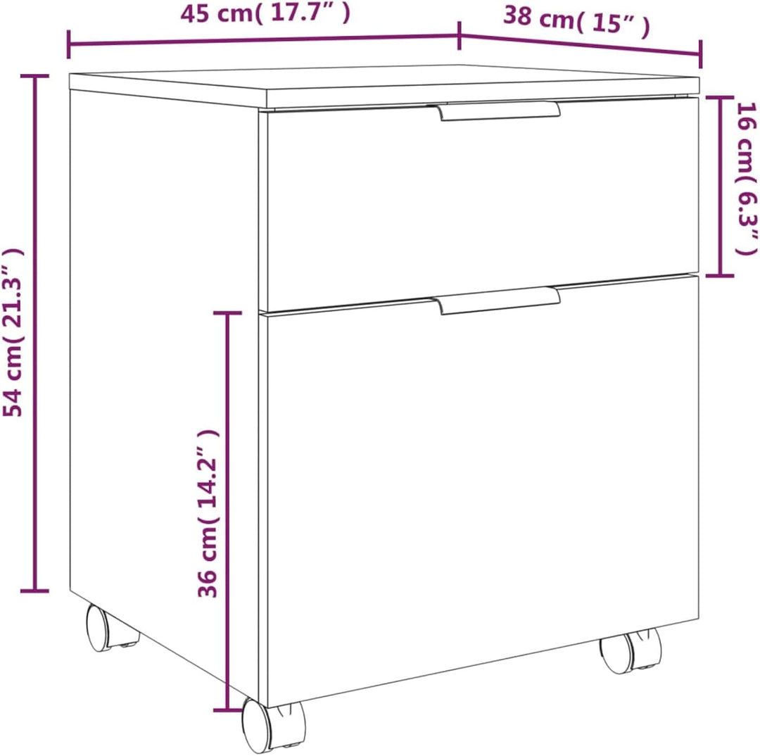 BaraSh Mobiler Aktenschrank mit Rollen Sonoma-Eiche 45x38x54 cm BüRoschrank AktenschräNke Spind Schr