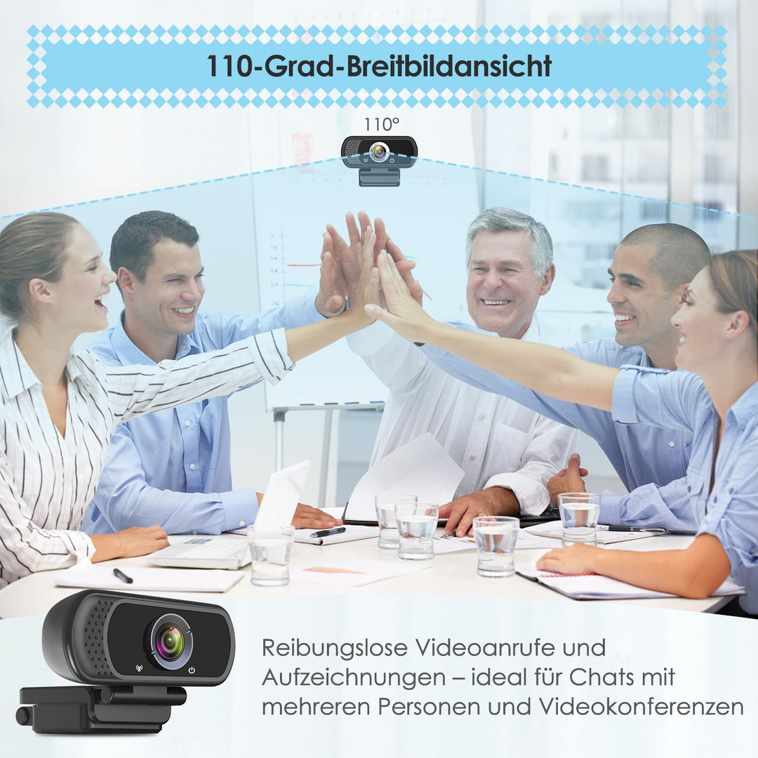 ToLuLu Webcam HD 1080p Webkamera, USB PC Computer Webcam mit Mikrofon, Laptop Desktop Full HD Kamera