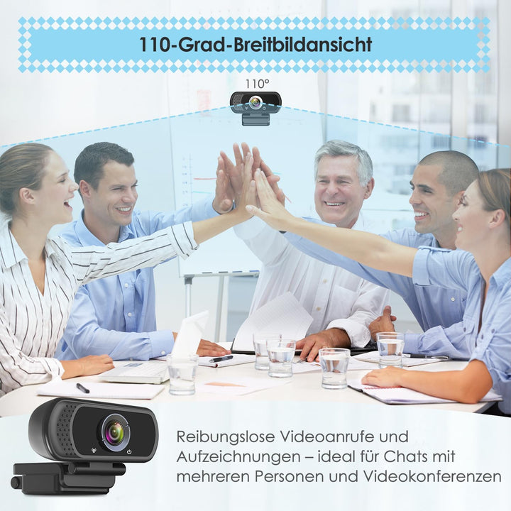 ToLuLu Webcam HD 1080p Webkamera, USB PC Computer Webcam mit Mikrofon, Laptop Desktop Full HD Kamera