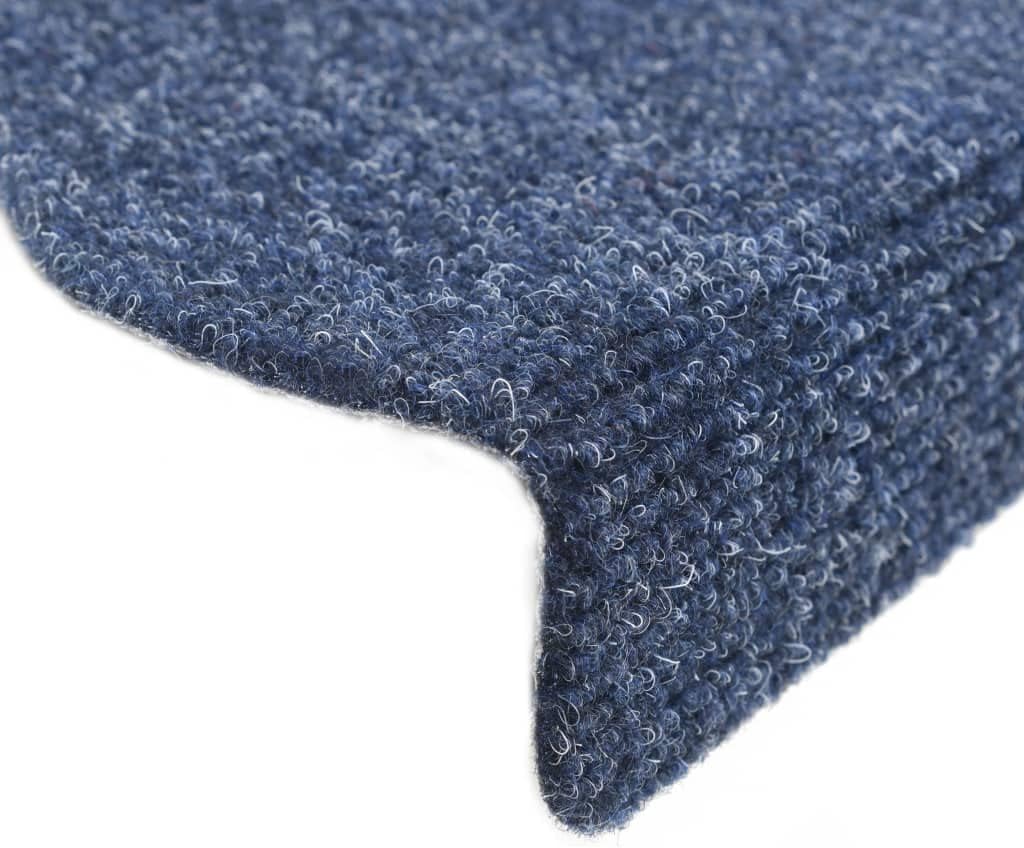 homiuse 15-TLG Selbstklebende Treppenmatten Nadelvlies 65x21x4 cm Blau Treppenstufen Matten Modern S