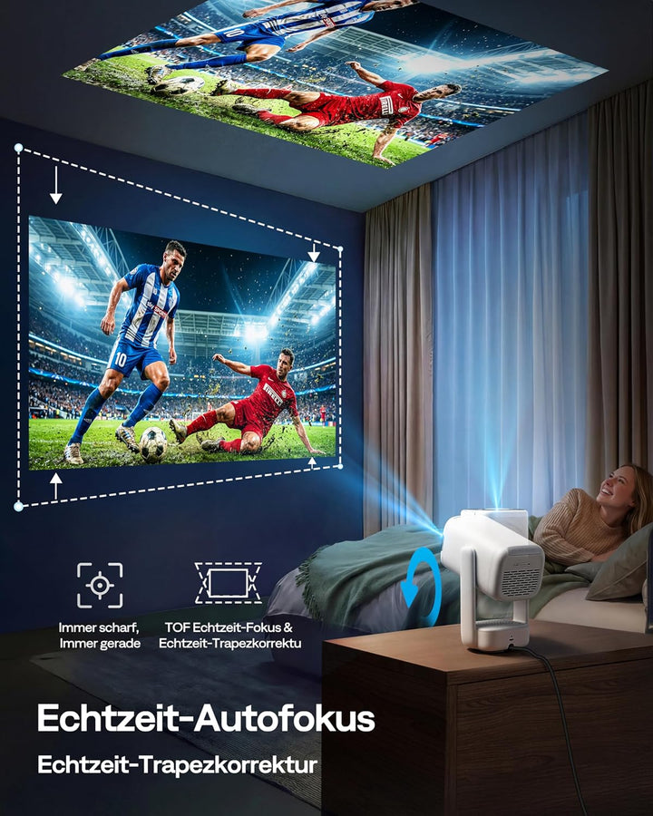 Aurzen D1 air Smart Beamer mit Netflix, 16W Dolby Audio, Beamer Outdoor 1080P mit HDR10 & 4K-Unterst