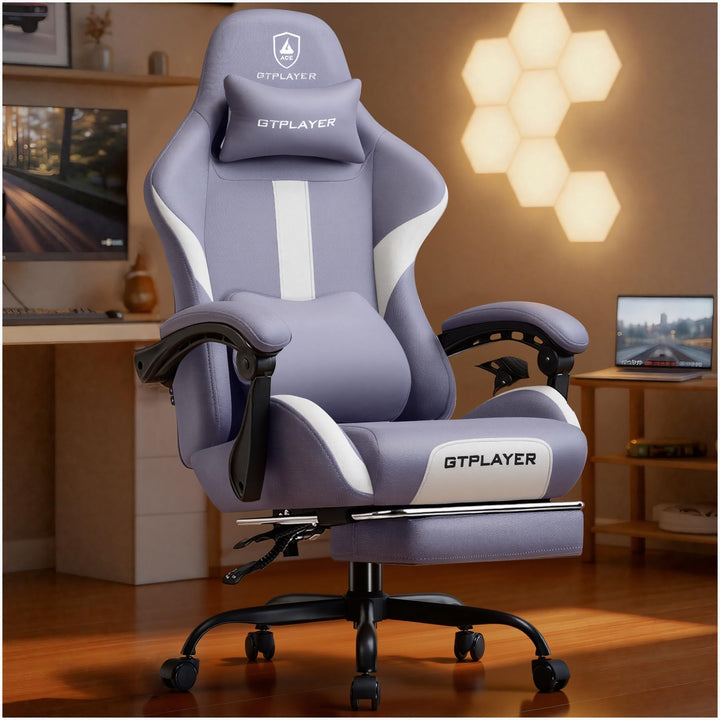 GTPLAYER Gaming Stuhl, Gamer Stuhl, Atmungsaktiver Bürostuhl aus Hochwertigem Stoff, Ergonomischer P