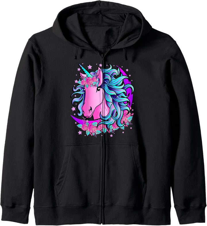 Pastell Gothic Midnight Unicorn Kapuzenjacke