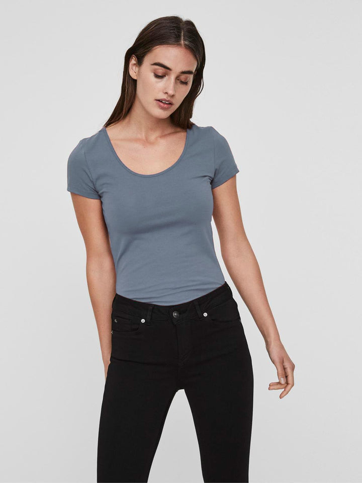 VERO MODA Damen Vmmaxi My Ss Soft U-Neck Noos T-Shirt, XS 3er Pack (Granite Green, Lightest Sky, Cit