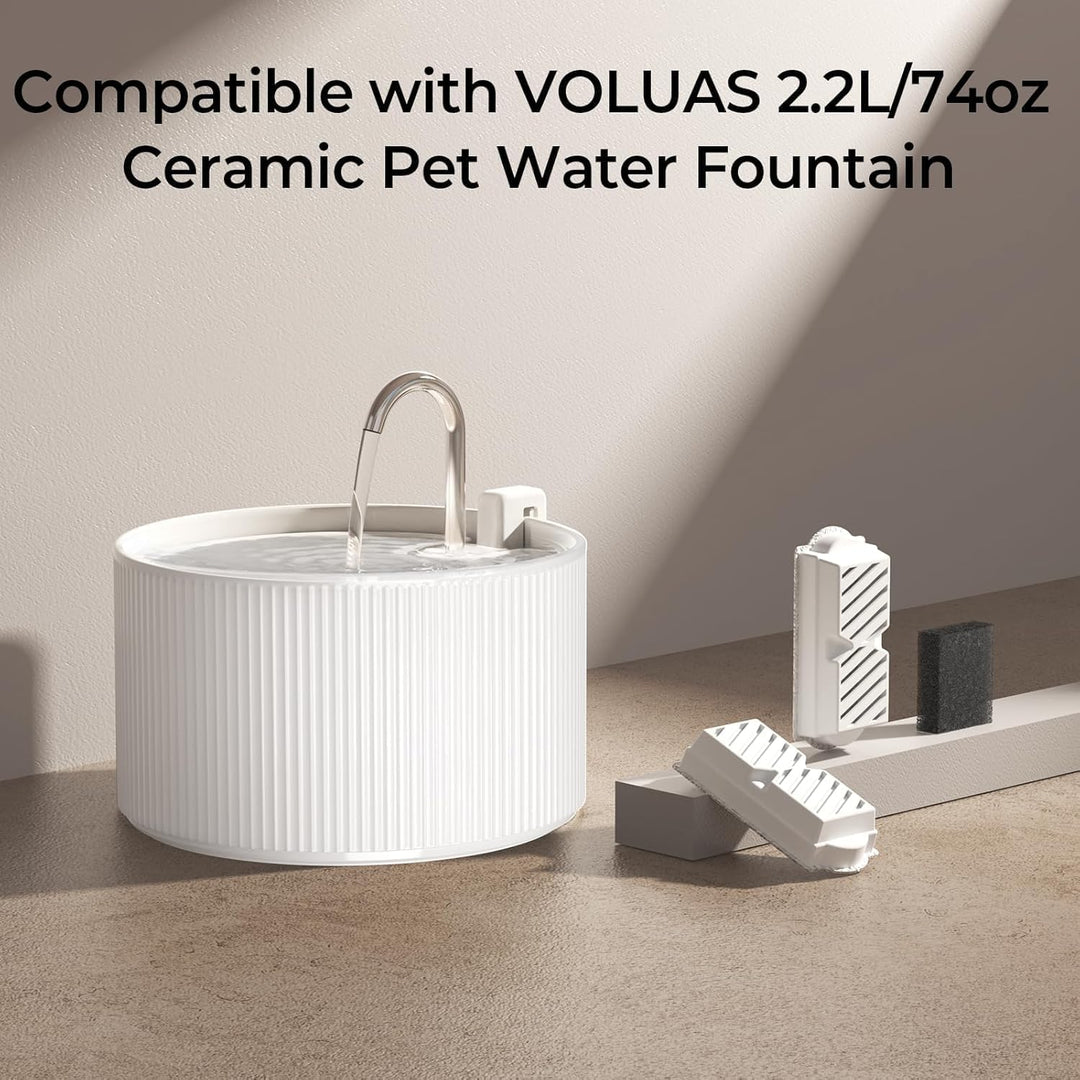 Voluas Filter für Katzenbrunnen – 9 Aktivkohlefilter + 9 Vorfilterschwämme – Kompatibel mit 2,2L Ker