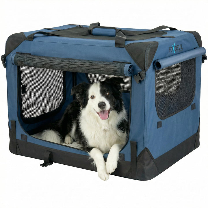 Foxdevil by xonic® Faltbare Hundebox/Katzenbox für kleine, mittelgrosse und grosse Tiere - Hundetran