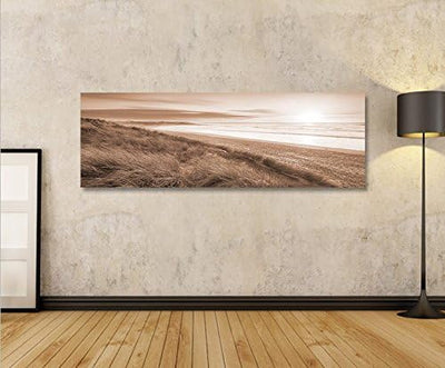 islandburner Bild Bilder auf Leinwand Dünen Sepia Nordseestrand Panorama XXL Poster Leinwandbild Wan