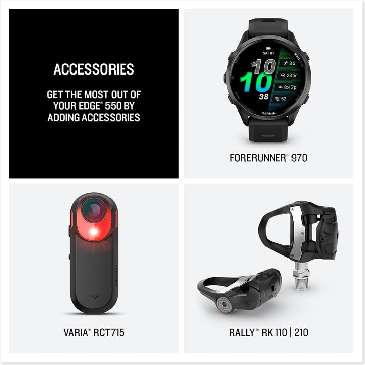 Garmin Edge 550, kompakter GPS-Fahrradcomputer, lebendiges Farbdisplay, fahrradspezifische Kartierun