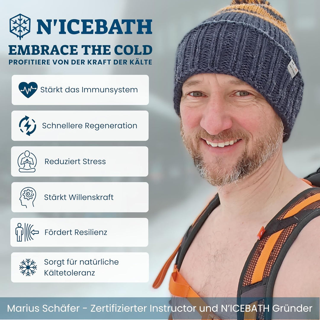 N'ICEBATH Eisbad RefreshPod 80 cm Ø x 75 cm in Holz-Optik - Eisbaden Tonne - faltbare Eisbadewanne f