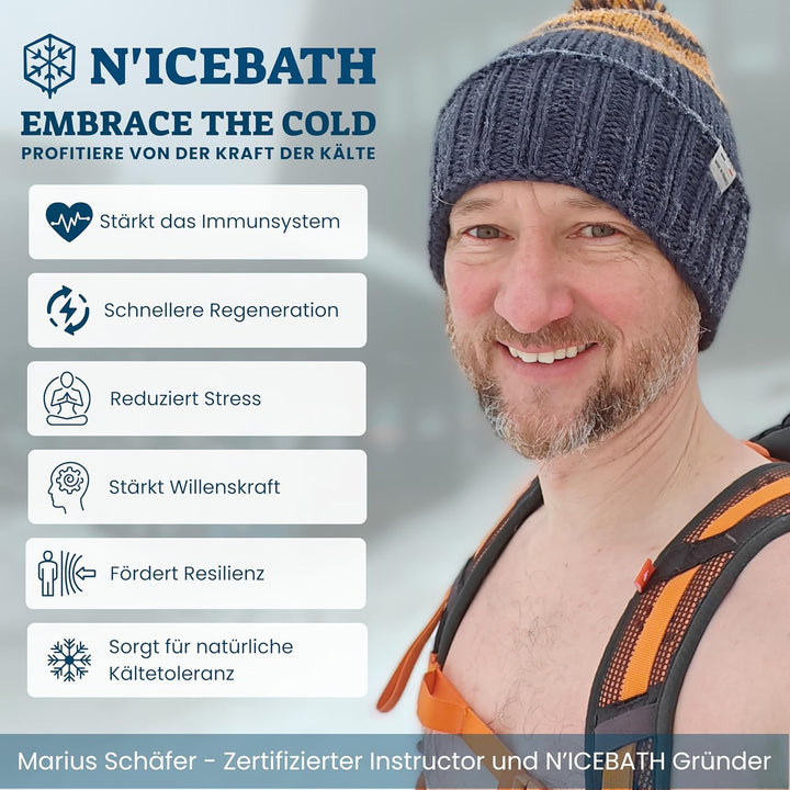 N'ICEBATH Eisbad RefreshPod 80 cm Ø x 75 cm in Holz-Optik - Eisbaden Tonne - faltbare Eisbadewanne f
