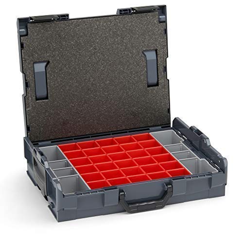 Bosch Sortimo Werkzeugkoffer-Set • L-Boxx 102 anthrazit • bestückt mit Ordnungssystem Insetboxen-Set