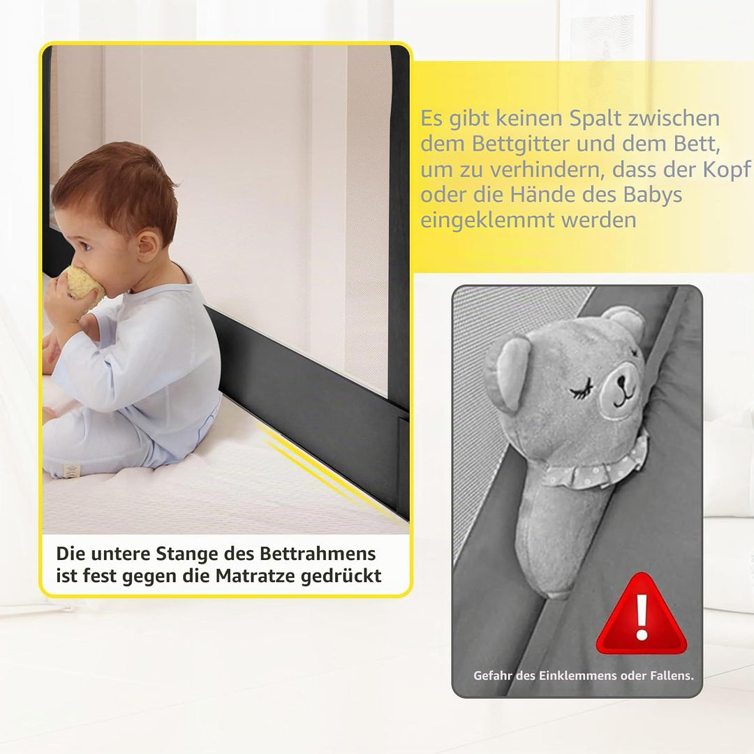 OHMG Bettgeländer,Sicherheitsgitter für Kinder,Sicherheitsgitter für Bett,höhenverstellbar,tragbar,B