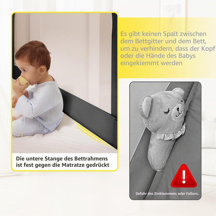 OHMG Bettgeländer,Sicherheitsgitter für Kinder,Sicherheitsgitter für Bett,höhenverstellbar,tragbar,B