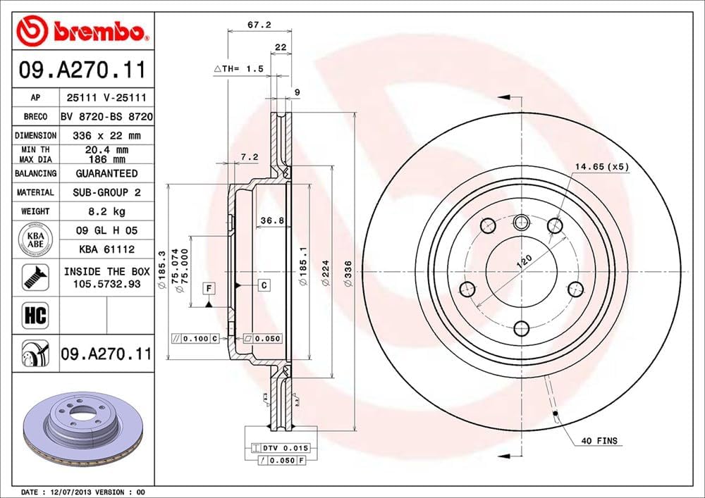 Brembo 09.A270.11 COATED DISC LINE Bremsscheibe - Paar