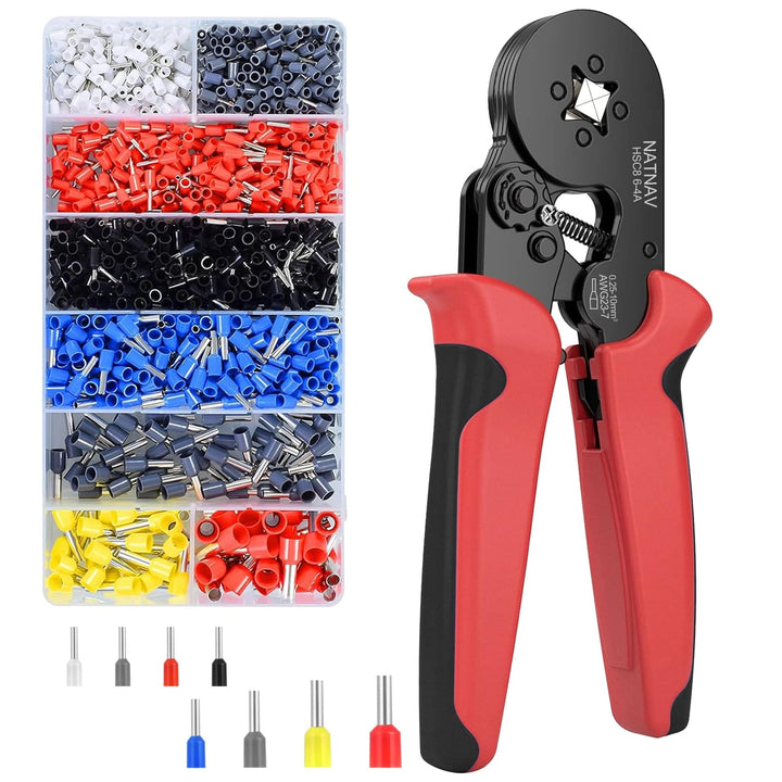 Crimpzange Aderendhülsen Set mit 1300 Stück Aderendhülsen für 0,25-10 mm², Aderendhülsenzange Crimpz