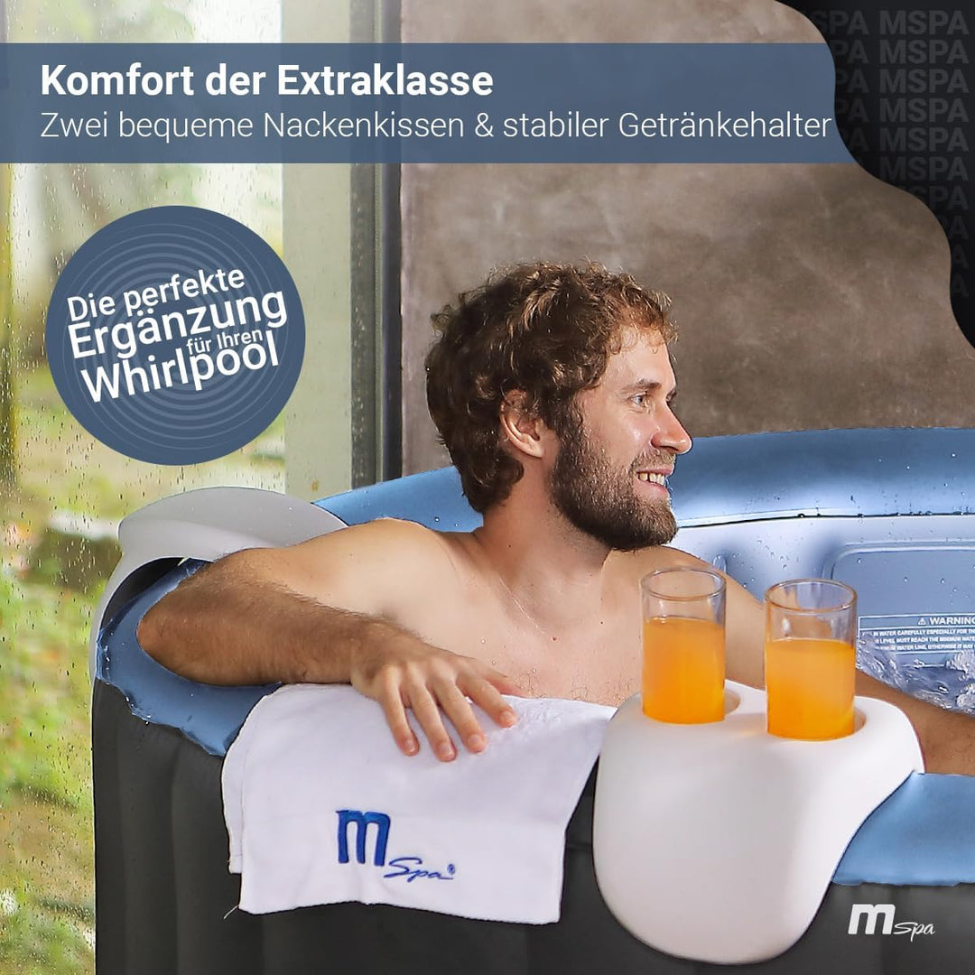 Miweba MSpa Whirlpool Comfort Set B0301350 2 Kopfstützen mit Getränkehalter auch universell einsetzb