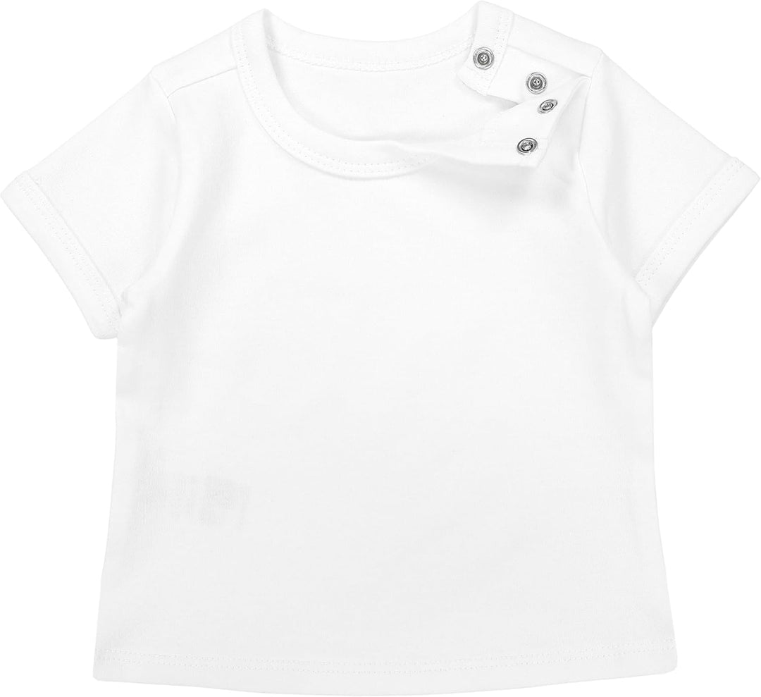 TupTam Baby Jungen Kurzarm T-Shirt mit Aufdruck Unifarben Sterne Streifen 5er Set, 56 Weiß