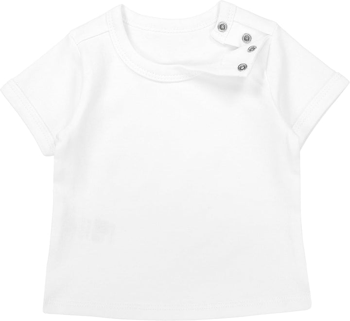 TupTam Baby Jungen Kurzarm T-Shirt mit Aufdruck Unifarben Sterne Streifen 5er Set, 56 Weiß