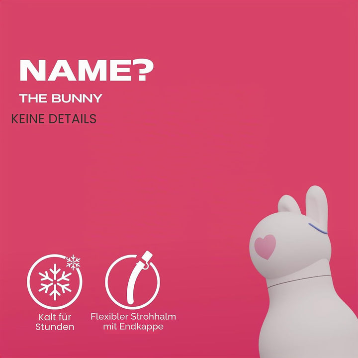 ASOBU Bestie Kindertrinkflasche mit Strohhalm – Isolierte Edelstahlflasche 420ml mit Hasenkopf – Aus