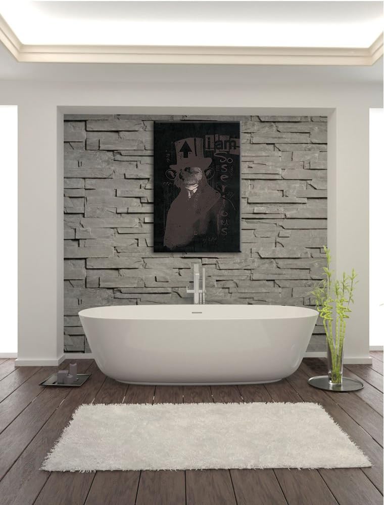 Dark I am serious black Bild auf Leinwand, XXL riesige Bilder fertig gerahmt mit Keilrahmen, Kunstdr