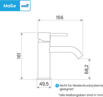 Bächlein Badarmatur Susara mit gebogenem Auslauf, Design Einhebelmischer mit langlebiger Keramikkart