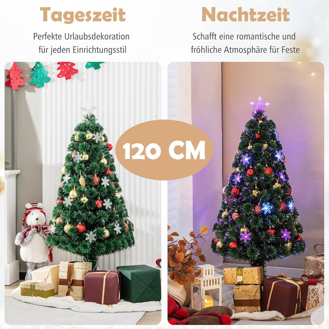 RELAX4LIFE Künstlicher Weihnachtsbaum, Christbaum mit LEDs & Schneeflocke & Sternspitze, Kunstbaum F