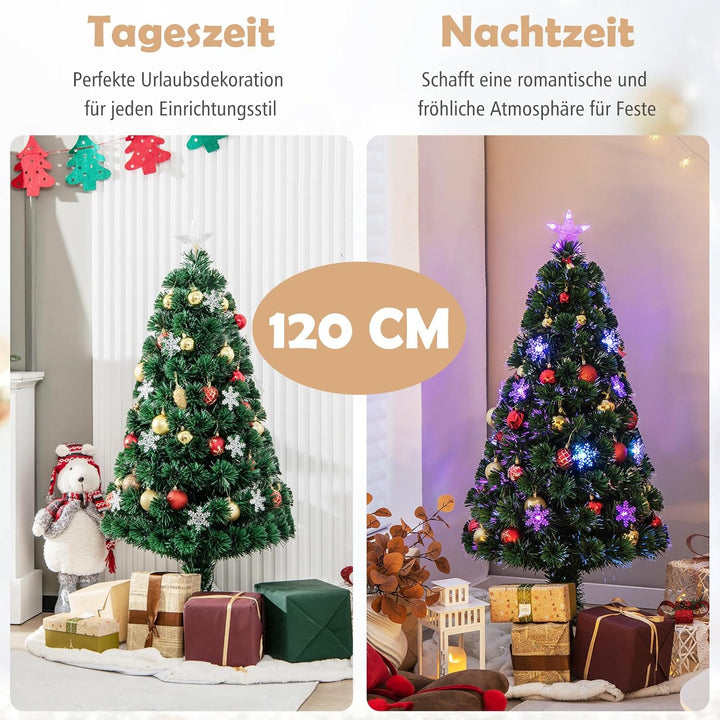RELAX4LIFE Künstlicher Weihnachtsbaum, Christbaum mit LEDs & Schneeflocke & Sternspitze, Kunstbaum F