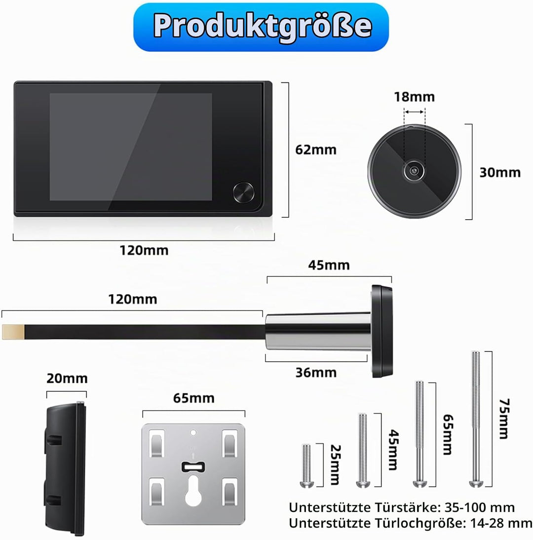 Elektronischer Türspion, SN-35A 3,5 Zoll 120 Grad Weitwinkel elektronisches Katzenauge/CE-Zertifizie