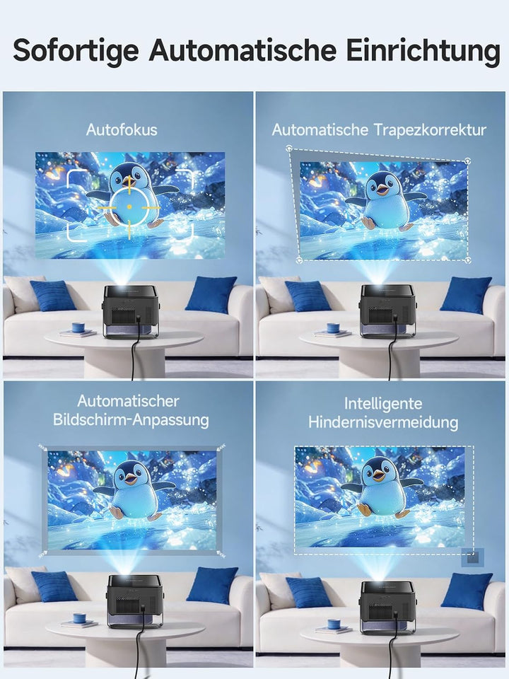 【Android 14 &amp; 800 ANSI】 Smart Beamer 4K Unterstützt 1080P Native Projektor Schwarz, Schwarz