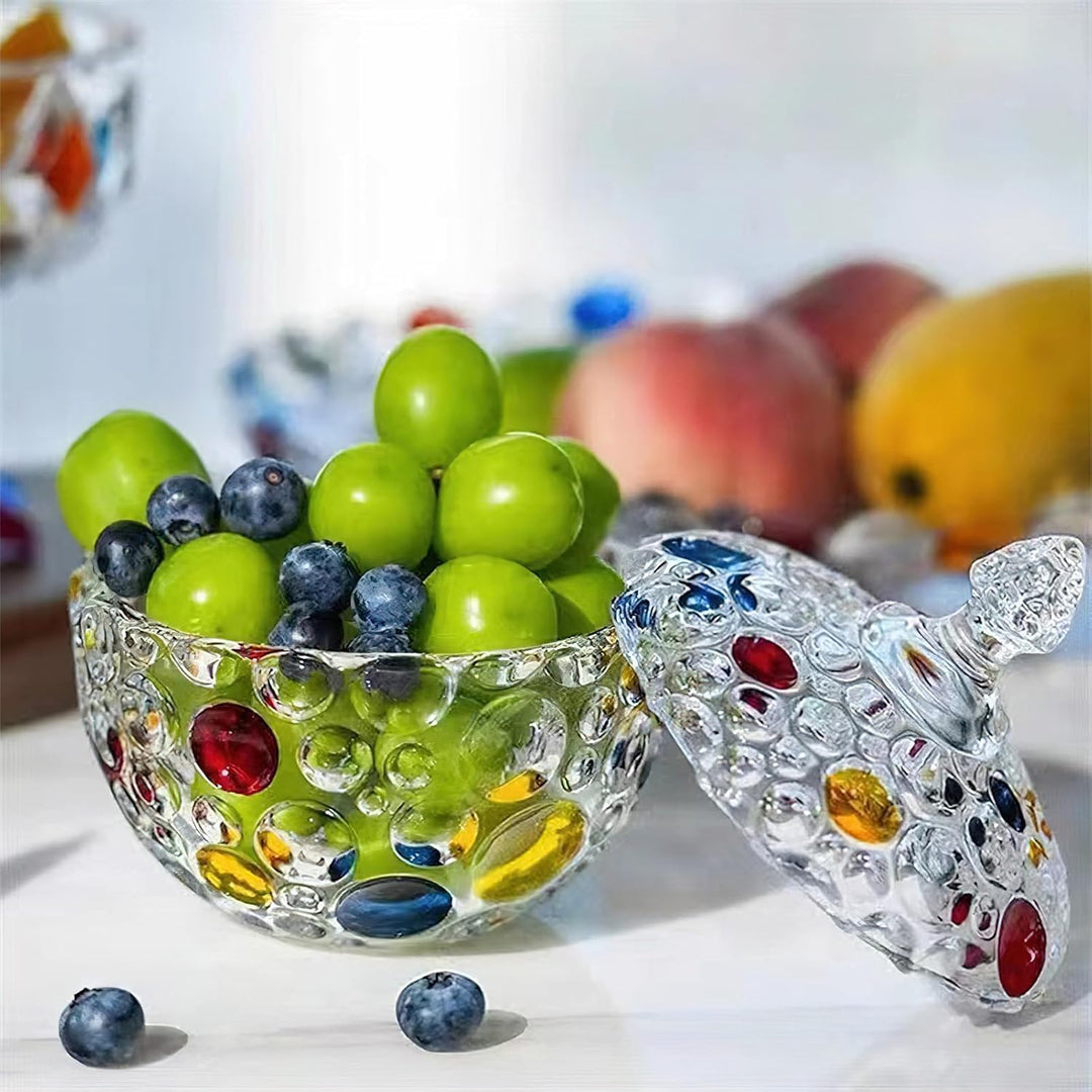 Bonbonglas Keksglas Mit Deckel, Colorful Kristall SüssIgkeiten Glas, Bonbongeschirr Zuckerdose, Deko