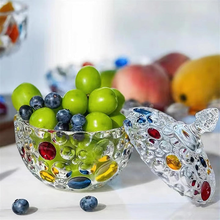 Bonbonglas Keksglas Mit Deckel, Colorful Kristall SüssIgkeiten Glas, Bonbongeschirr Zuckerdose, Deko