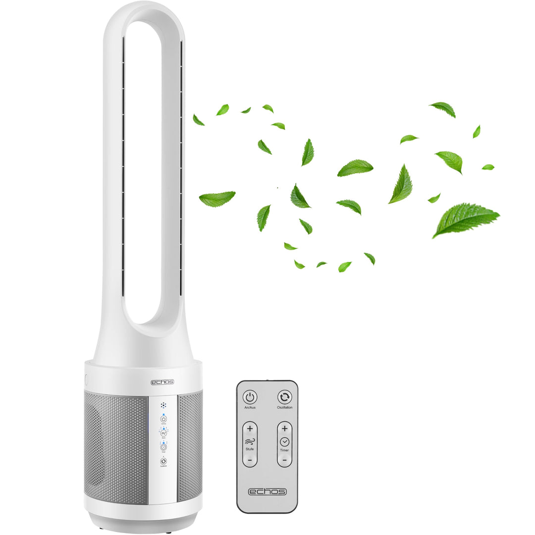 Echos® Turmventilator leise mit Fernbedienung – Energiesparender Standventilator/Säulenventilator mi