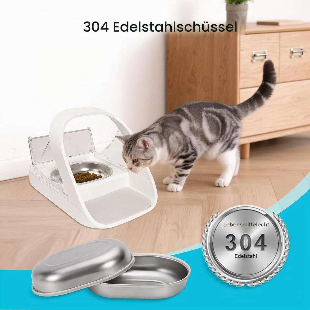 Edelstahl Napf und Matte Set kompatibel mit Mikrochip-Futterautomaten, 2 Edelstahl Napf und 1 Matte