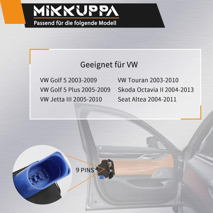 MIKKUPPA Türschloss Vorne Links für VW Golf 5, 3D1837015 Schloss Stellmotor mit Zentralverriegelung