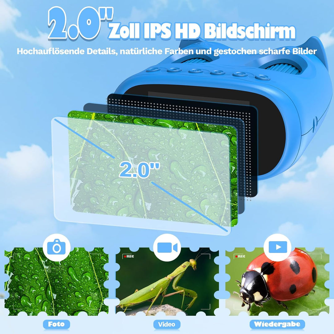 2-in-1 Digitales Mikroskop und Teleskop für Kinder, 1000x Tragbares Taschenmikroskop Kinder mit 2,0"